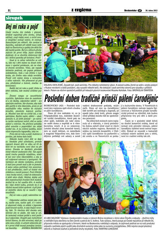 30.4.2013 - Regionální noviny Boskovicko
